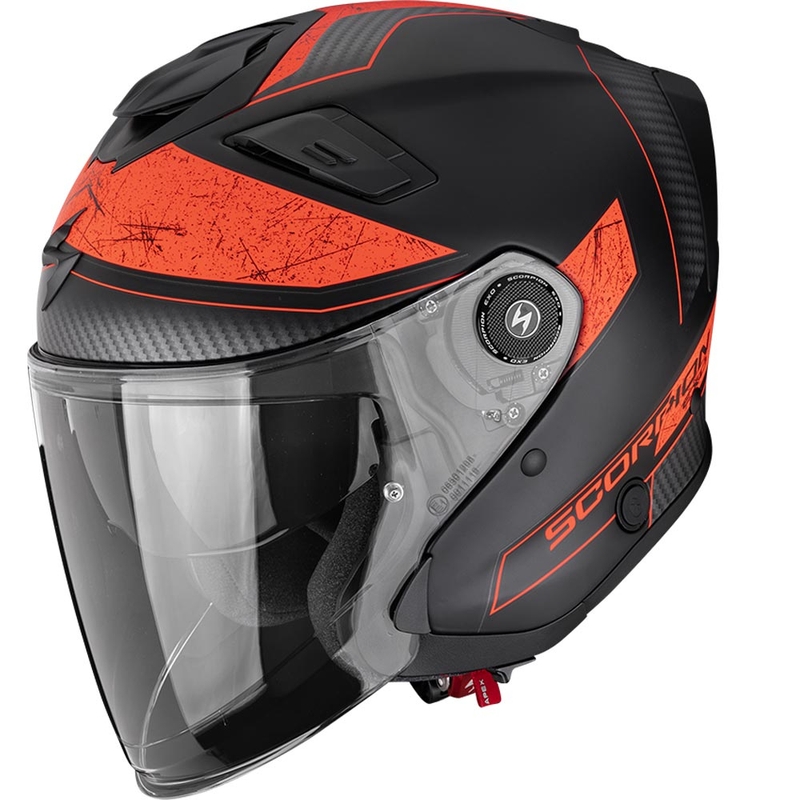 Moto čelada Scorpion EXO-GT Jet Crest z odprtim obrazom, mat črno-rdeča