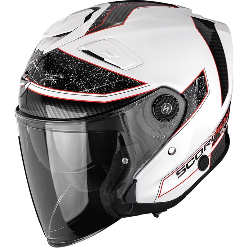 Scorpion EXO-GT Jet Crest odprta motoristična čelada belo-rdeča