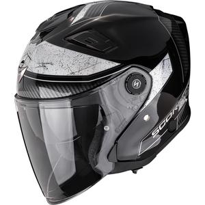 Moto čelada Scorpion EXO-GT Jet Crest z odprtim obrazom, črno-srebrna