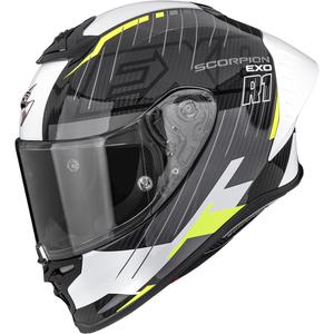 Scorpion EXO-R1 EVO II Air Surge integralna motoristična čelada črno-bela-fluo rumena