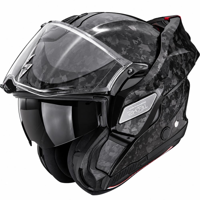 Moto čelada Scorpion EXO-TECH II Onyx Carbon, preklopna, črna