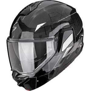 Moto čelada Scorpion EXO-TECH II Carbon Viator, preklopna, črno-srebrna