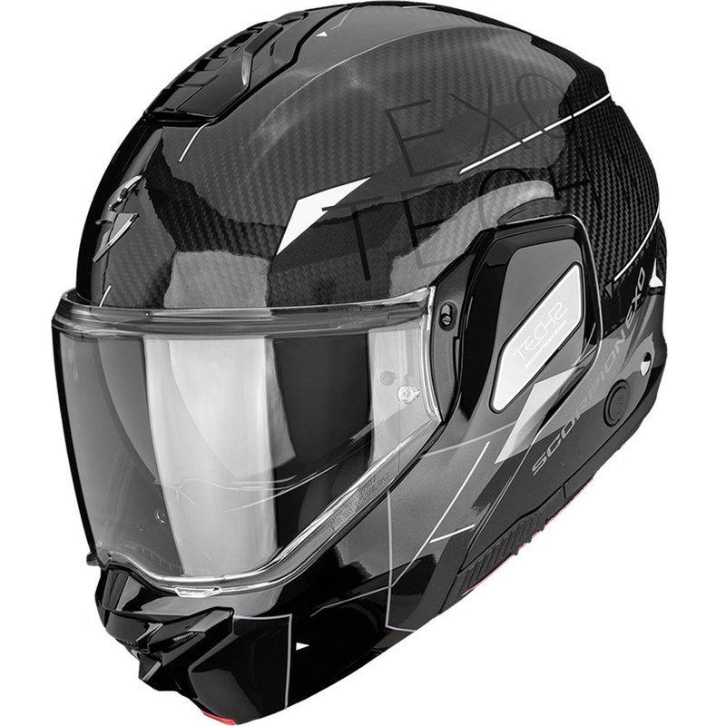 Moto čelada Scorpion EXO-TECH II Carbon Viator, preklopna, črno-srebrna