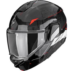 Motoristična čelada Scorpion EXO-TECH II Carbon Viator, preklopna, črno-belo-rdeča