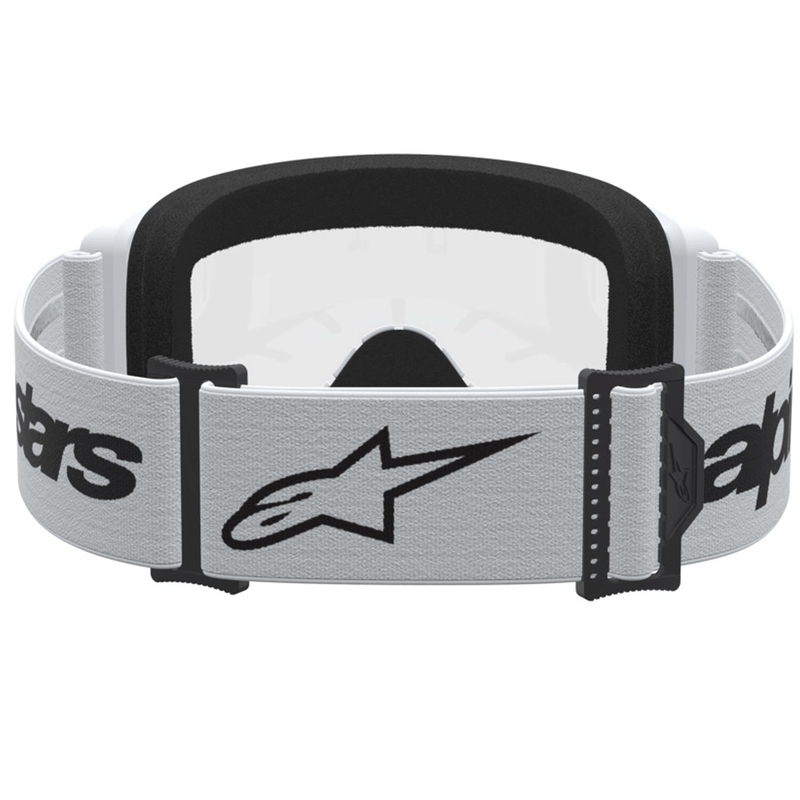 Motokros očala Alpinestars Vision 3 Wordmark belo-črna s prozornim pleksi steklom
