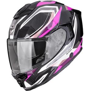 Scorpion EXO-1500 Carbon Air Hydro motoristična čelada z integriranim obrazom črno-belo-roza