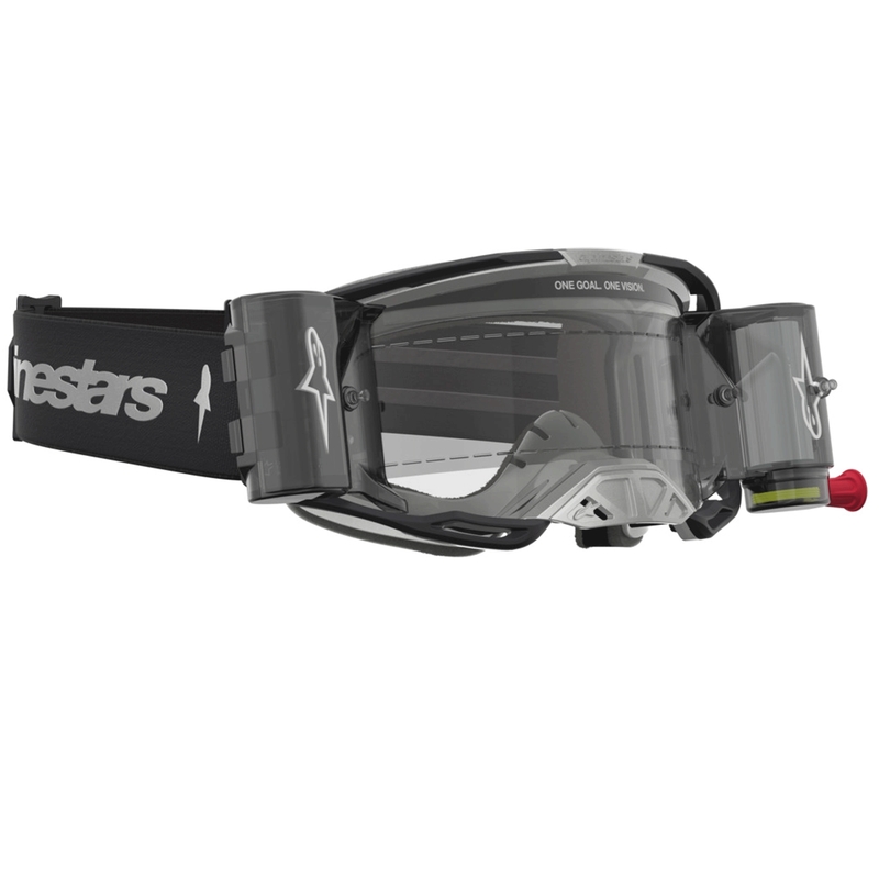 Motokros očala Alpinestars Vision 8 Amber Roll-Off Wide Vision črno-srebrna