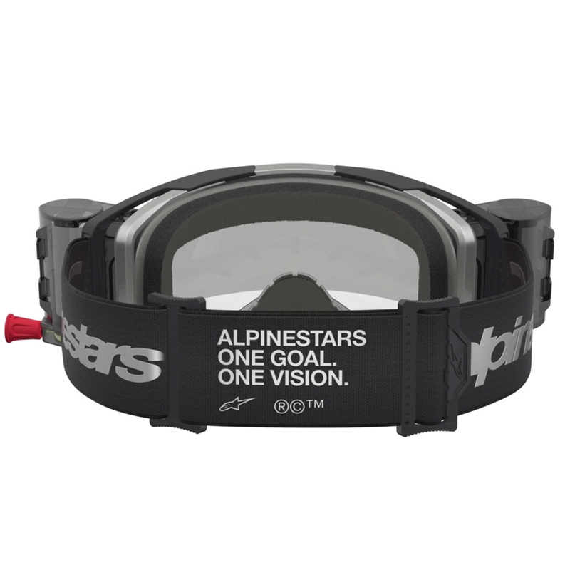 Motokros očala Alpinestars Vision 8 Amber Roll-Off Wide Vision črno-srebrna