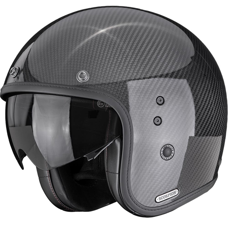 Moto čelada Scorpion Belfast II Carbon Solid odprtega obraza, črna
