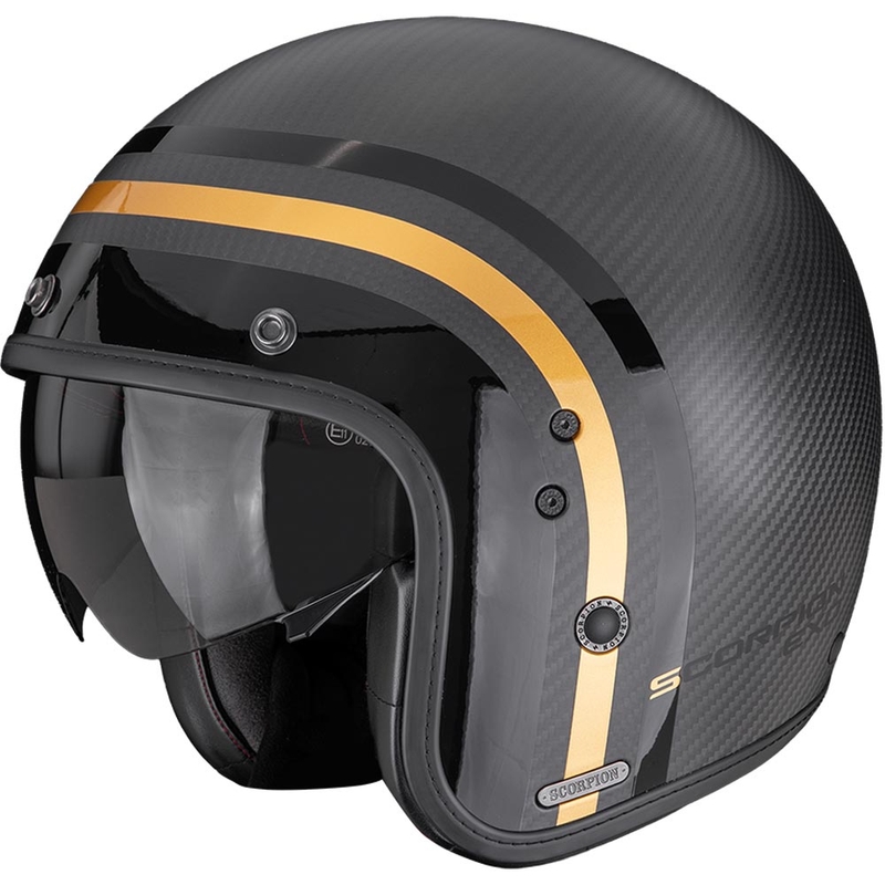 Moto čelada Scorpion Belfast II Carbon Regal z odprtim obrazom, mat črno-zlata