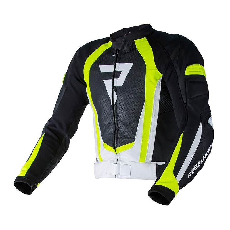 Motoristična jakna Rebelhorn Piston II PRO black-white-fluo yellow razprodaja