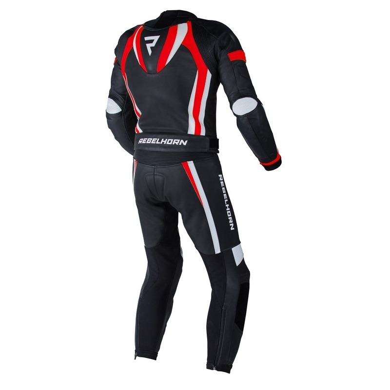 Rebelhorn Piston II PRO črno-beli-fluo rdeči motoristični kombinezon razprodaja