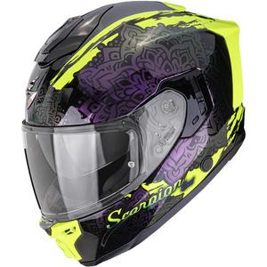 Scorpion EXO-1500 Air Vortex motoristična čelada z integriranim obrazom, črno-fluo rumena-kameleon