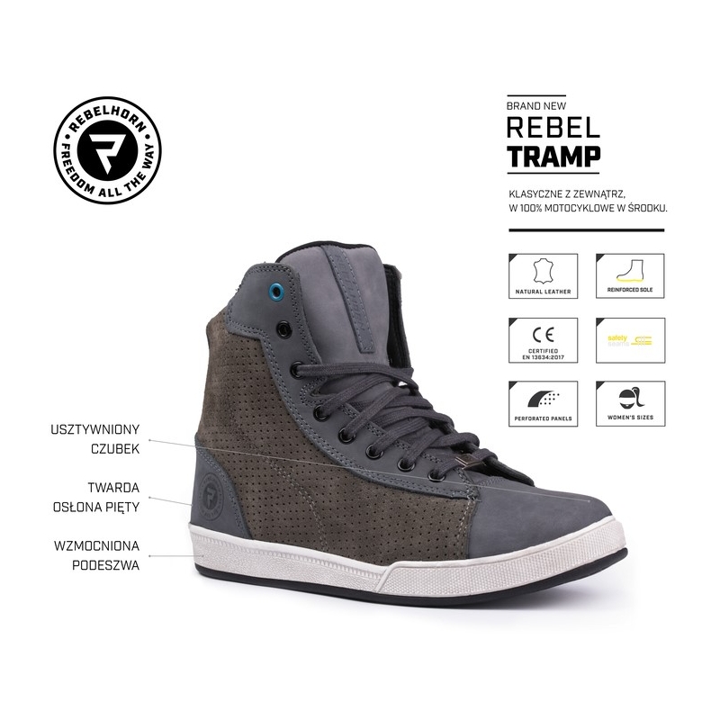 Rebelhorn Tramp Grey Motorcycle Boots