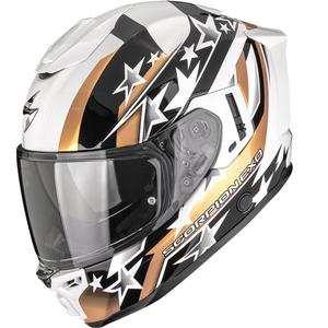 Scorpion EXO-1500 Air Etoile motoristična čelada z integriranim obrazom, bela-črna-zlata