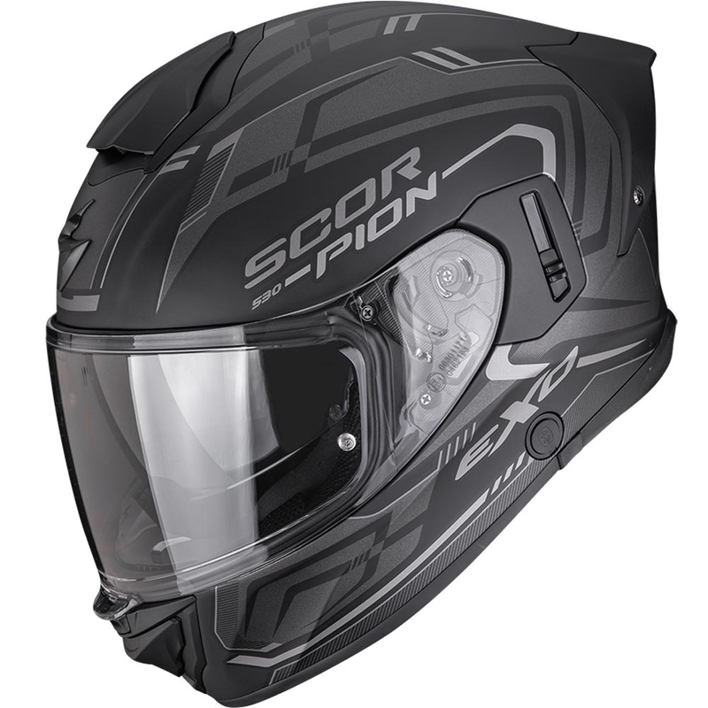 Scorpion EXO-530 Air Slope motoristična čelada z integriranim obrazom, mat črno-srebrna