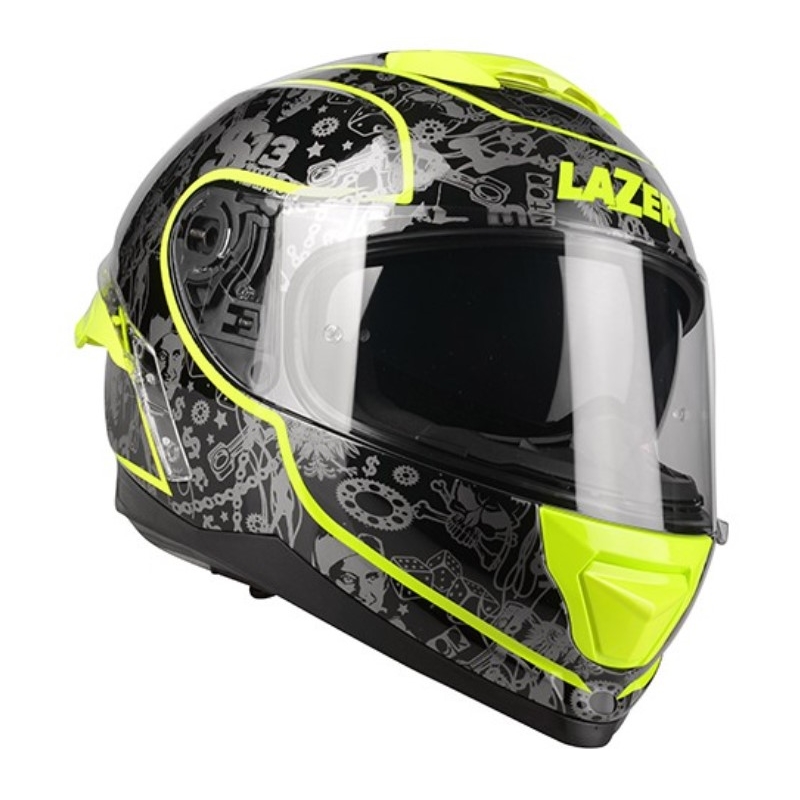 Lazer Rafale SR $13 Originalna črno-sivo-fluo rumena integralna motoristična čelada razprodaja