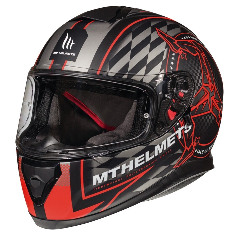 MT Thunder 3 SV Isle Of Man črno-sivo-rdeča integralna motoristična čelada razprodaja