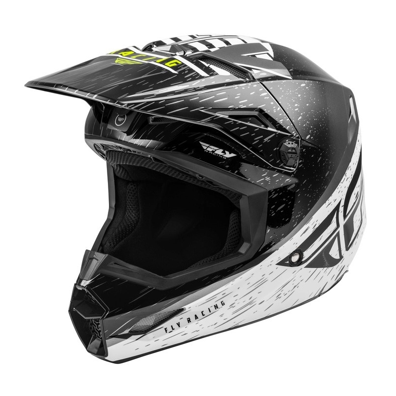 Motokros čelada FLY Racing Kinetic K120 črno-bela-fluo rumena