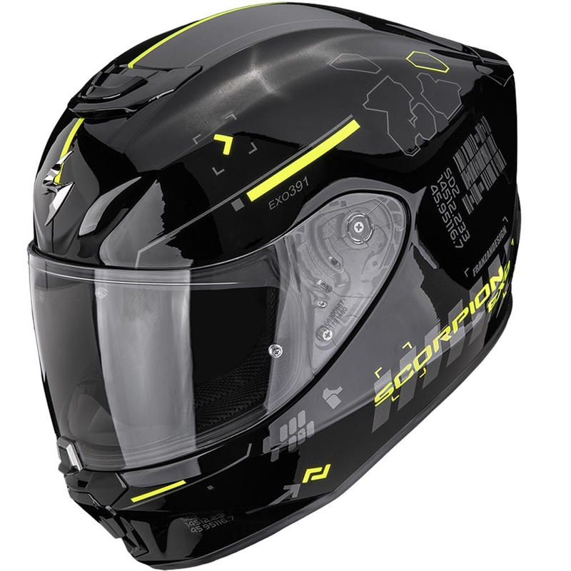 Scorpion EXO-391 Iron motoristična čelada z integriranim obrazom črno-fluo rumena