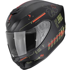 Scorpion EXO-391 Iron motoristična čelada z integriranim obrazom, mat črno-zeleno-rdeča