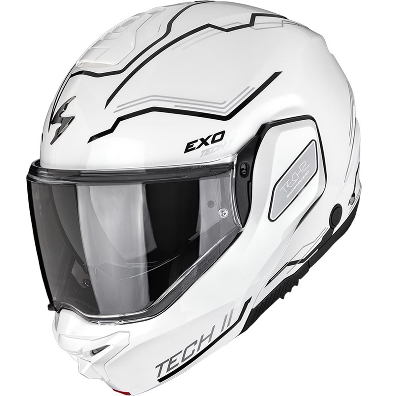 Motoristična čelada Scorpion EXO-TECH II Dash z zložljivo glavo, bela-srebrna-črna