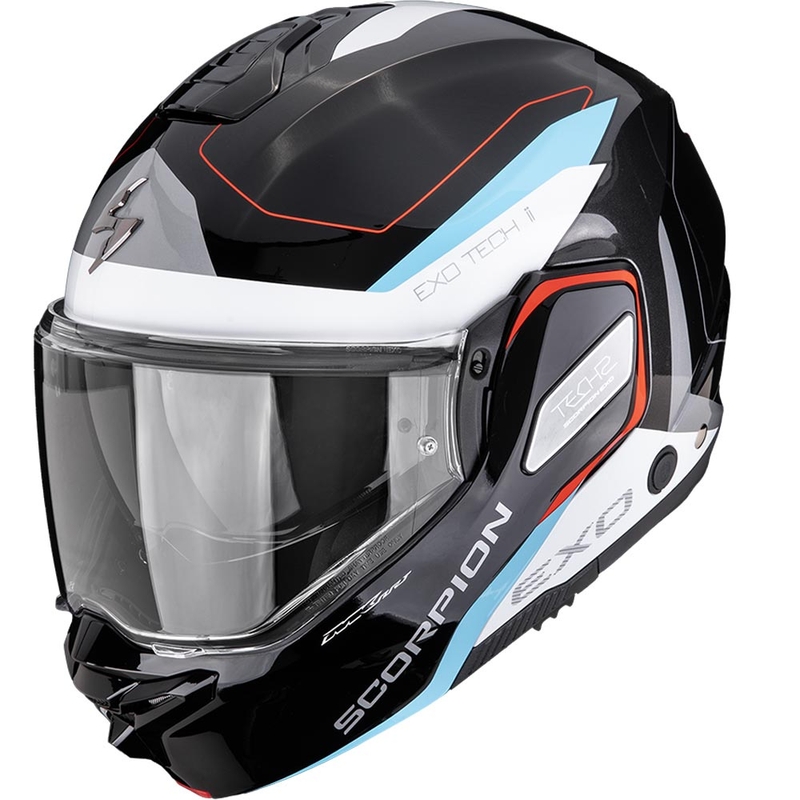 Motoristična čelada Scorpion EXO-TECH II Passager, preklopna, črno-belo-modra