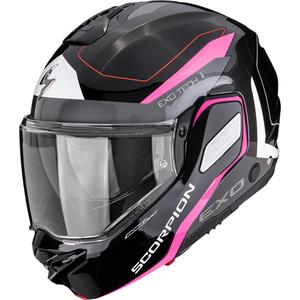 Motoristična čelada Scorpion EXO-TECH II Passager z nagibom, črno-srebrno-roza