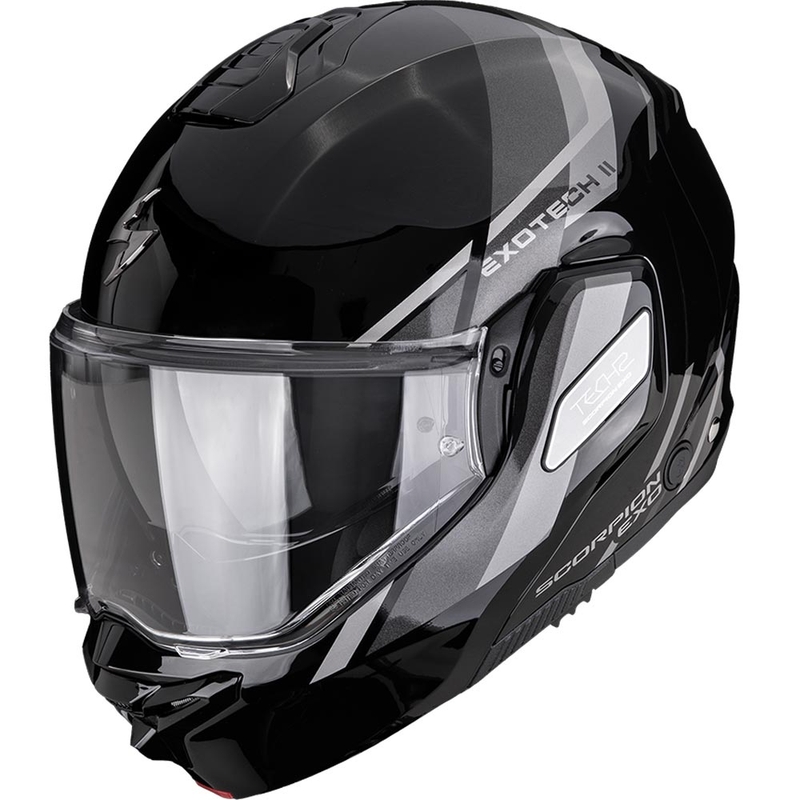 Motoristična čelada Scorpion EXO-TECH II Markus, preklopna, črno-srebrna