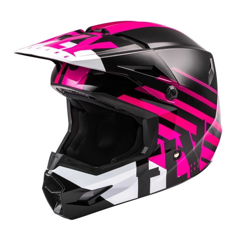Motokros čelada FLY Racing Kinetic Thrive roza-črno-bela