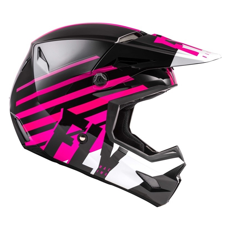 Motokros čelada FLY Racing Kinetic Thrive roza-črno-bela