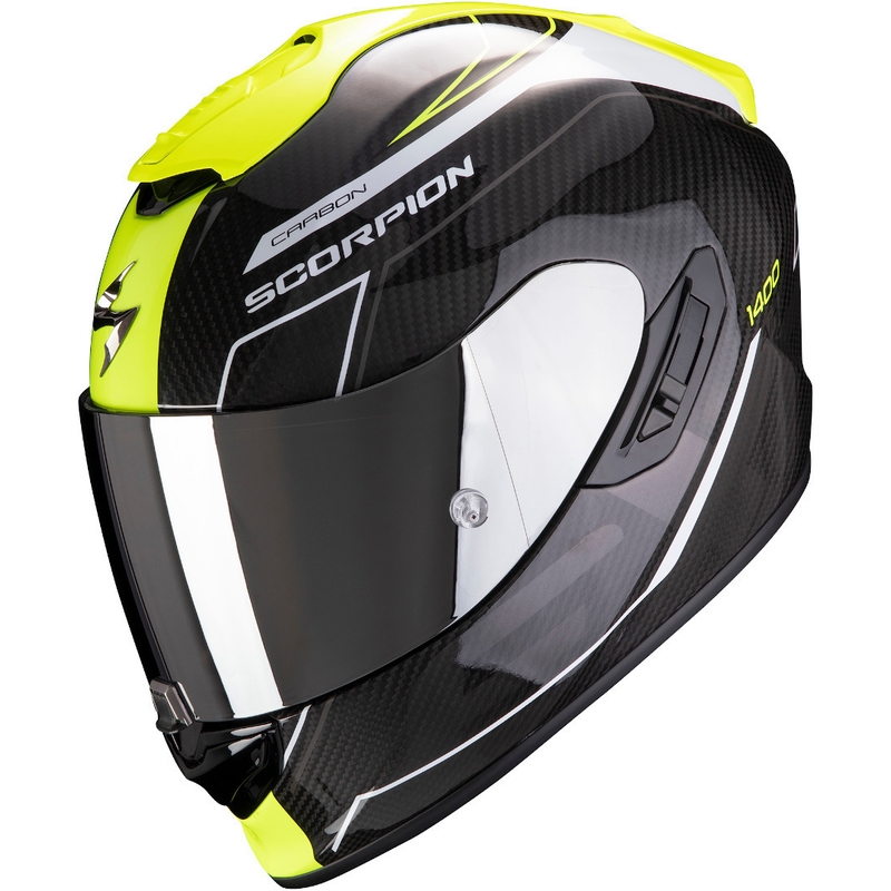 Integralna čelada Scorpion EXO-1400 Carbon Air Beaux črno-bela-fluo rumena