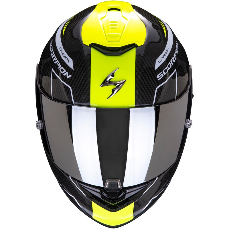 Integralna čelada Scorpion EXO-1400 Carbon Air Beaux črno-bela-fluo rumena