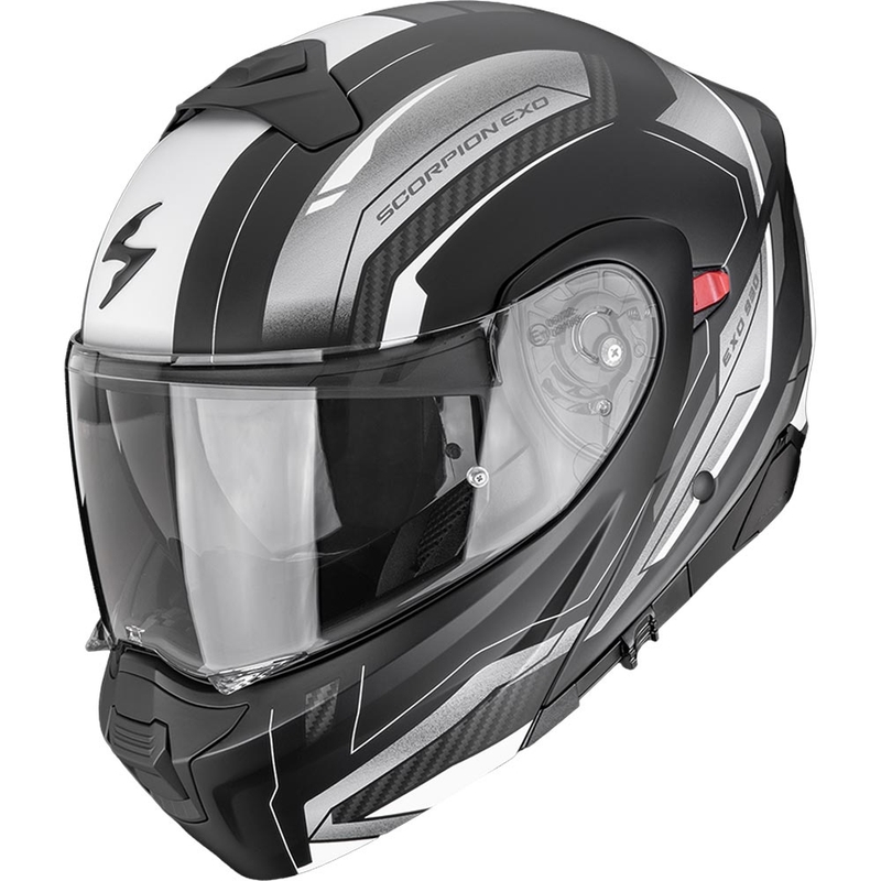 Scorpion EXO-930 EVO Space preklopna motoristična čelada mat črno-srebrno-bela