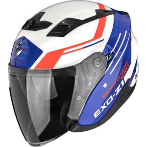 Odprta motoristična čelada Scorpion EXO-Z1 Prymus, belo-modro-rdeča