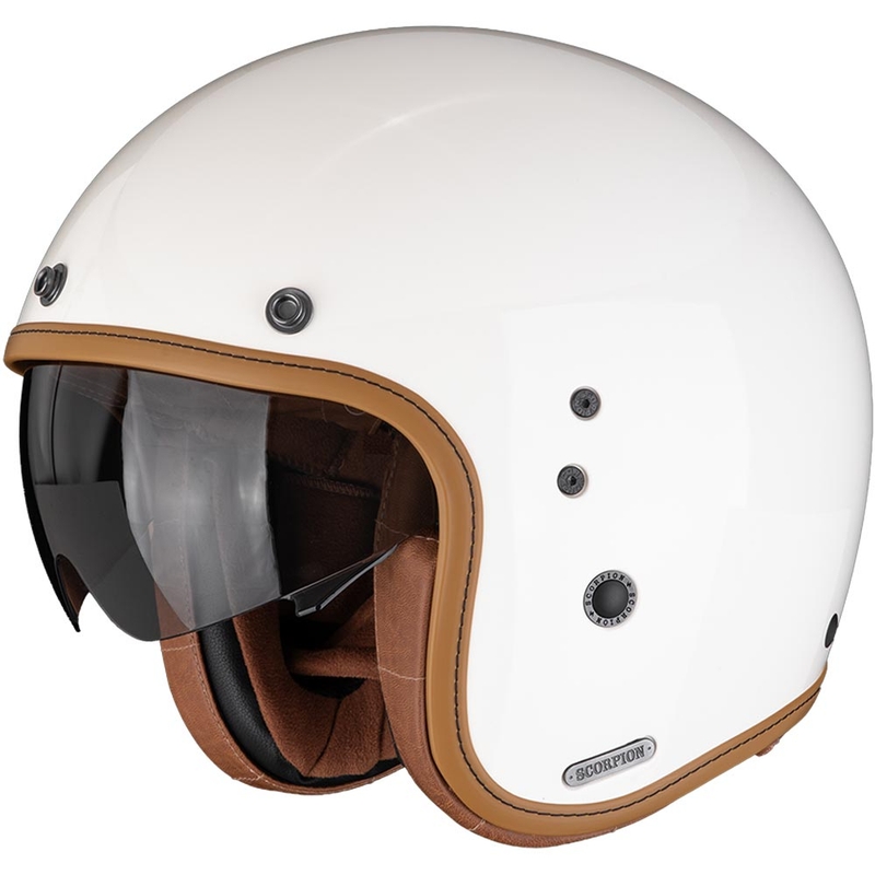 Moto čelada Scorpion Belfast II Luxe z odprtim obrazom, kremna