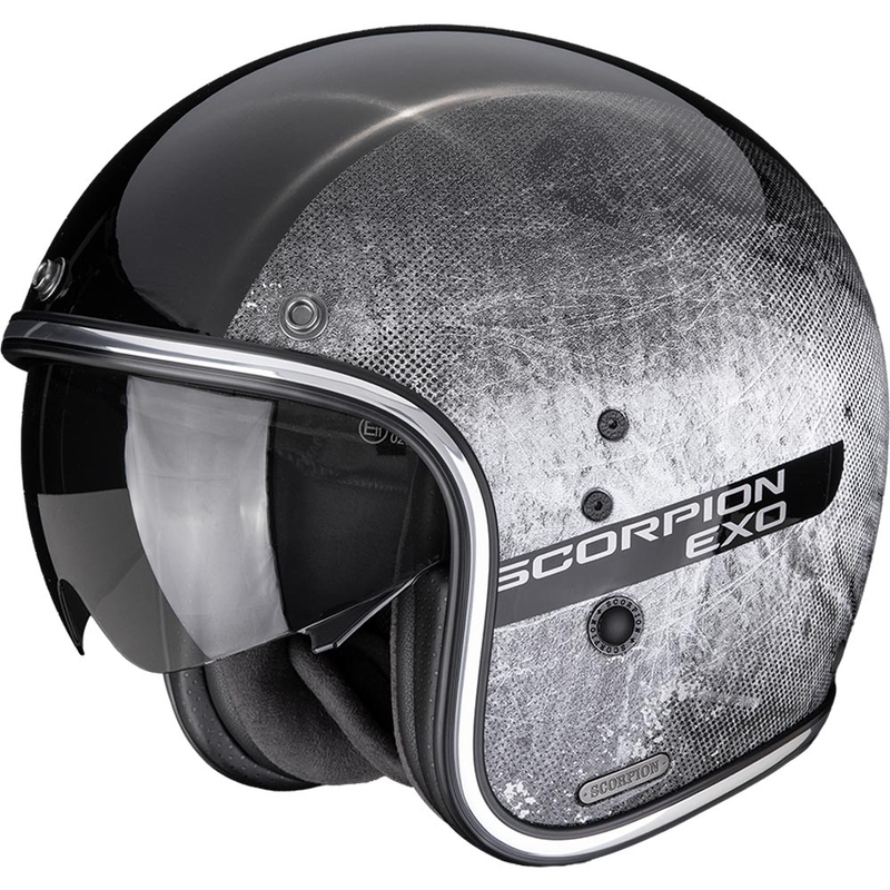 Odprta motoristična čelada Scorpion Belfast II Quest črno-srebrna
