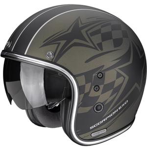 Moto čelada Scorpion Belfast II Flagstone z odprtim obrazom, mat zeleno-črna