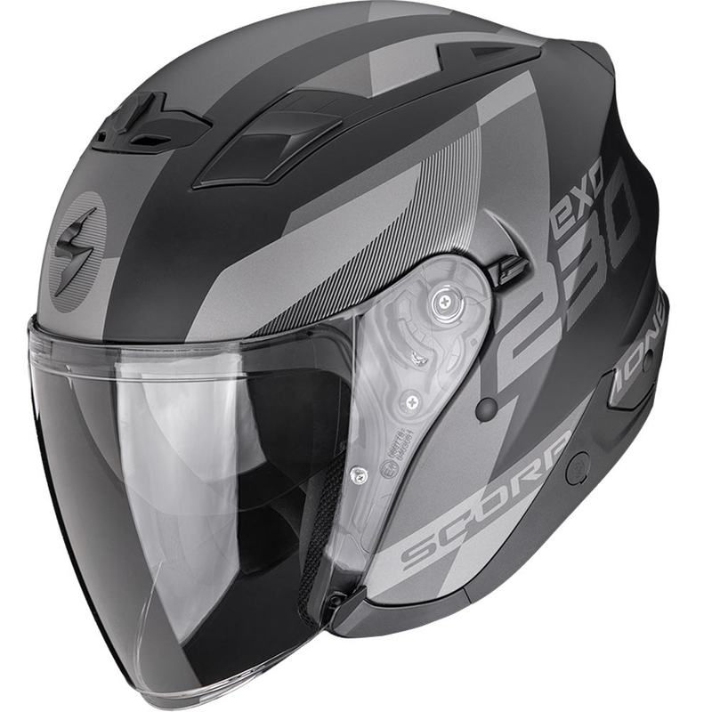 Scorpion EXO-230 Comics odprta motoristična čelada mat črno-srebrna