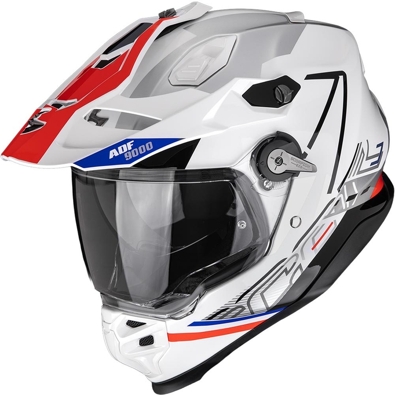 Enduro čelada Scorpion ADF-9000 Air Summit belo-rdeče-srebrna