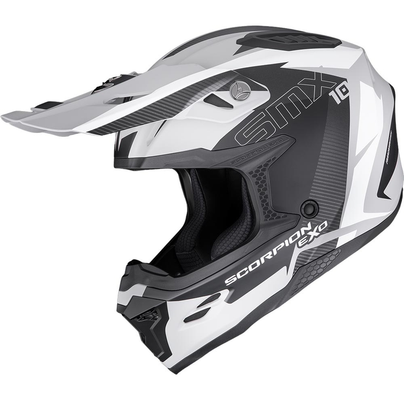 Motokros čelada Scorpion SMX-10 Speed mat sivo-črno-bela