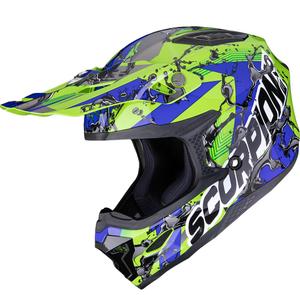 Čelada za motokros Scorpion SMX-10 Gasoline zeleno-modro-črna