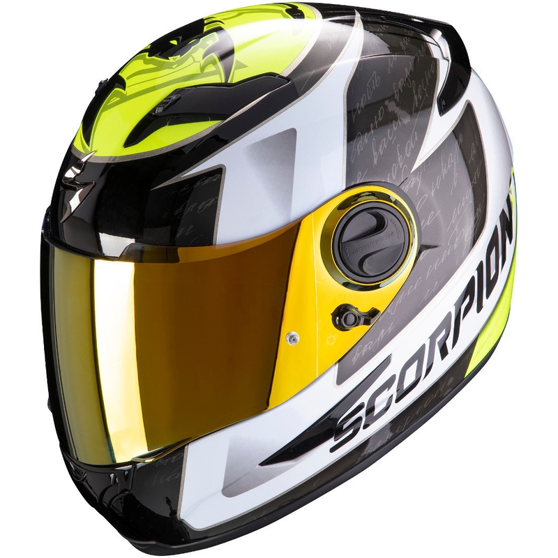 Integralna čelada Scorpion EXO-490 Tour črno-bela-fluo rumena razprodaja