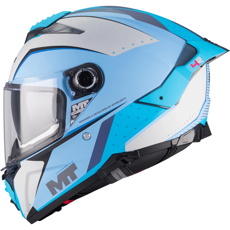 Celoobrazna motoristična čelada MT Thunder 4 R SV Wind Tunnel C7 mat modro-siva