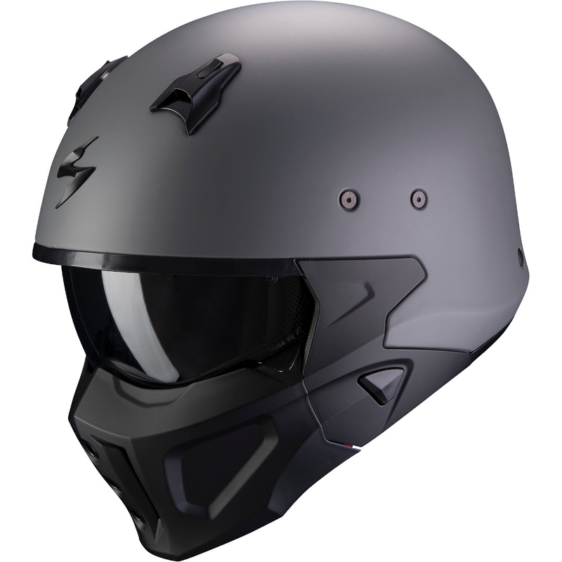 Odprta čelada z masko Scorpion COVERT-X Trdno siva mat