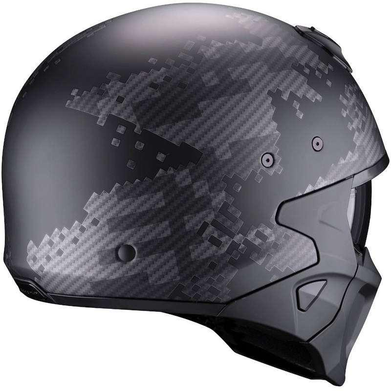 Odprta čelada z masko Scorpion COVERT-X Xborg črno-srebrna