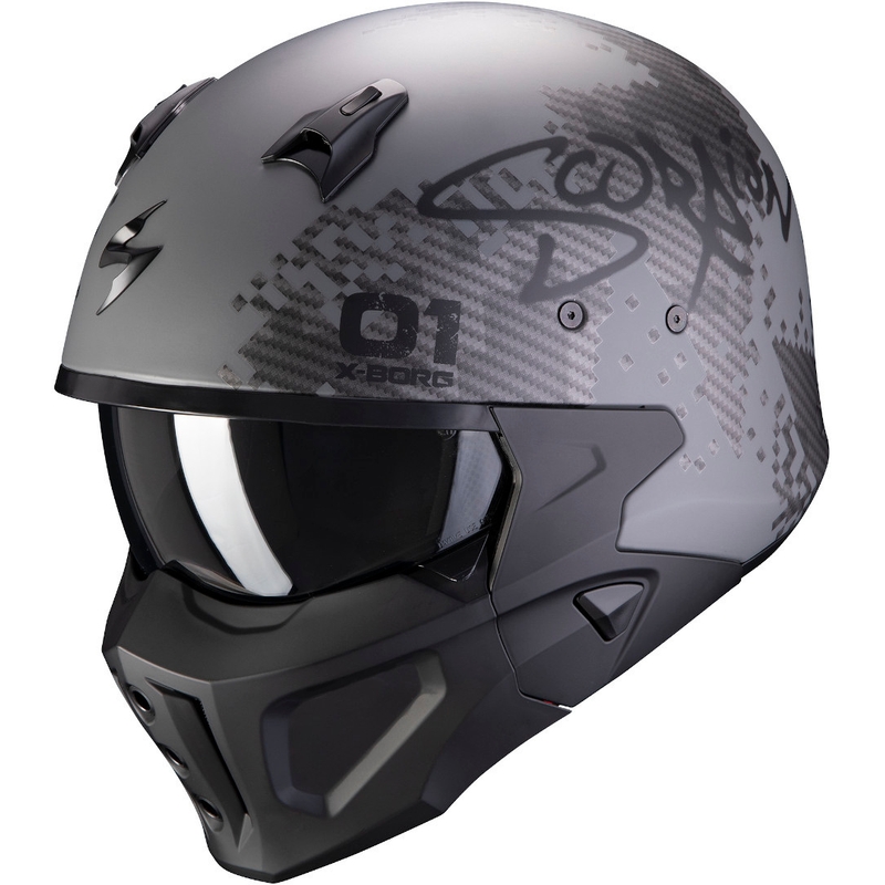 Čelada Scorpion COVERT-X Xborg silver-black
