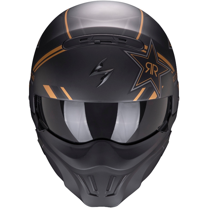 Odprta čelada z masko Scorpion EXO-COMBAT EVO Rockstar black-gold