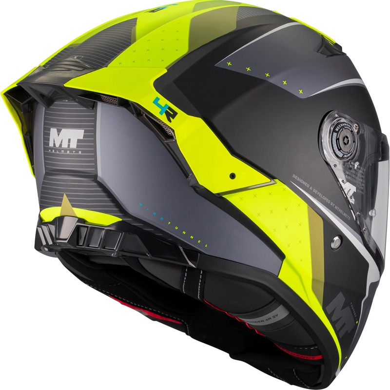 Celoobrazna motoristična čelada MT Thunder 4 R SV Wind Tunnel B3 črno-siva-fluo rumena