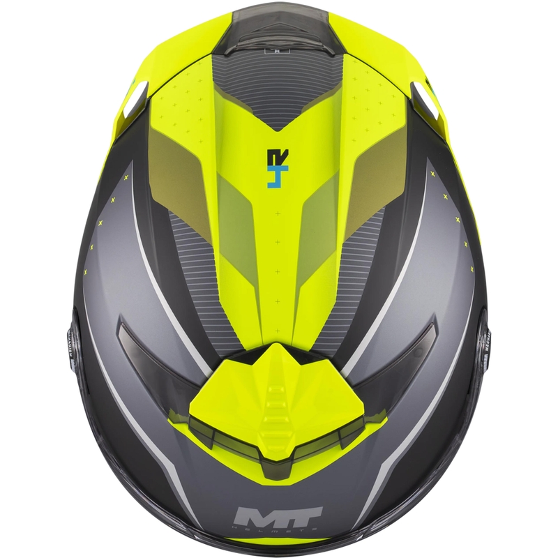 Celoobrazna motoristična čelada MT Thunder 4 R SV Wind Tunnel B3 črno-siva-fluo rumena